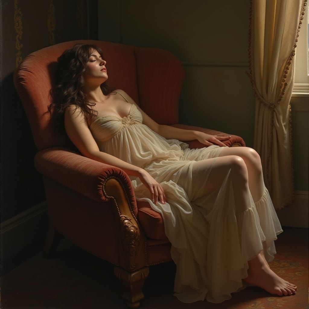 Ethereal Victorian Beauty in Soft, Warm Light