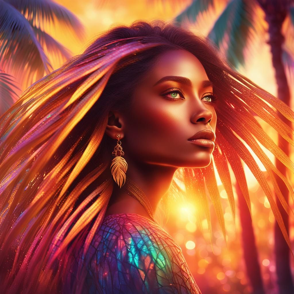 Fantasy Woman Portrait with Luminous Magic