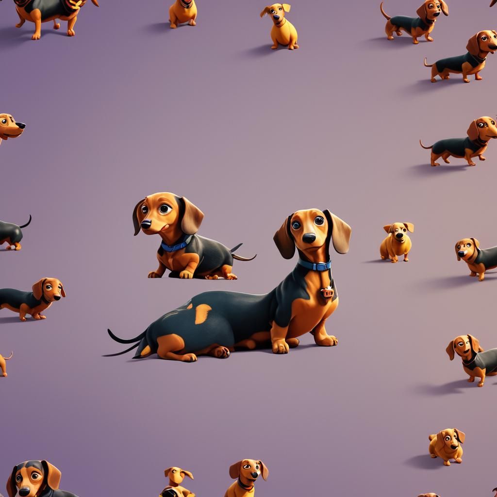 Dachshund in Pixar Style 3D Digital Art