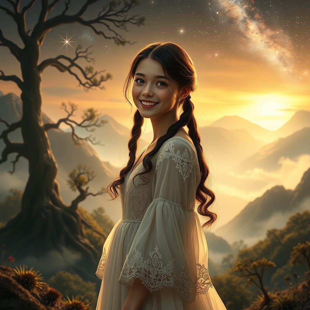 Ethereal Princess in Whimsical Fantasy Realm