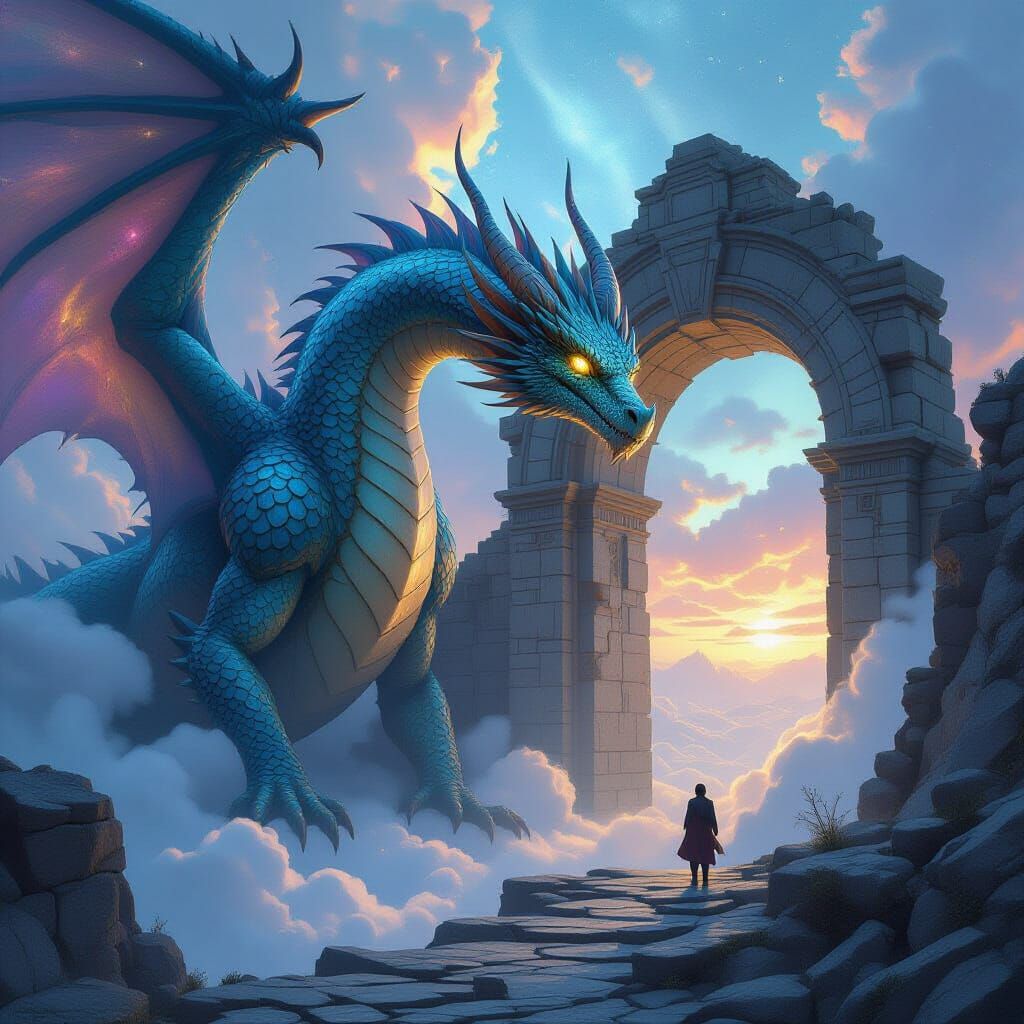 Cosmic Dragon Guardian of Floating Island Portal