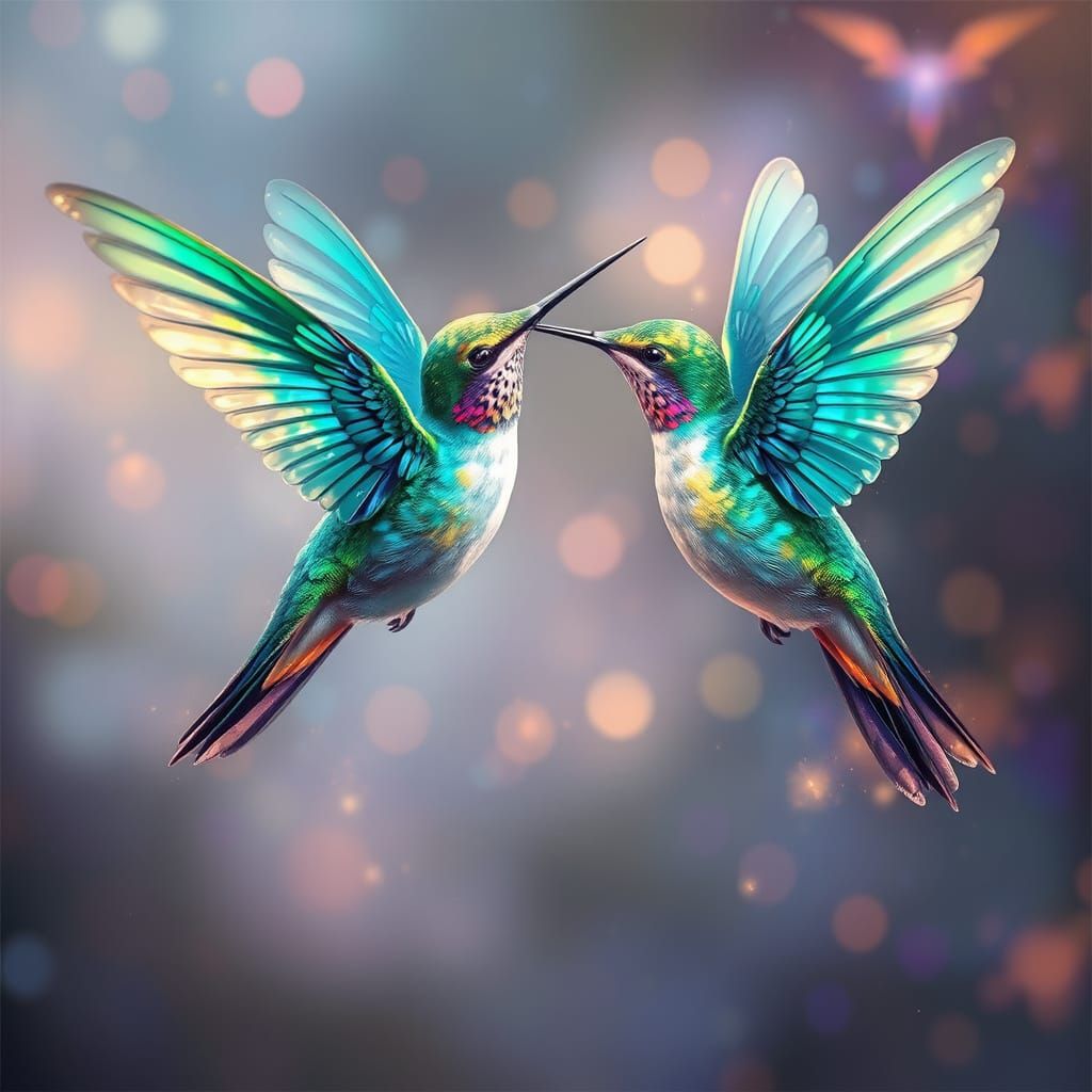 Ethereal Hummingbirds in Whimsical Flight