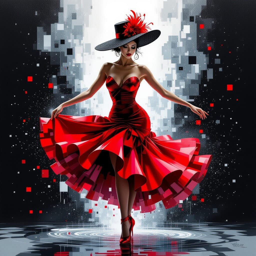 Dissolution art, a Flamenco dancer