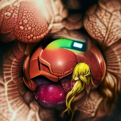 Samus Aran Illustration in Retro Sci-Fi Style