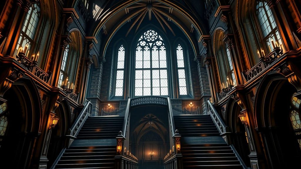 Hogwarts Grand Staircase in Epic Fantasy 3D Cinematic Style
