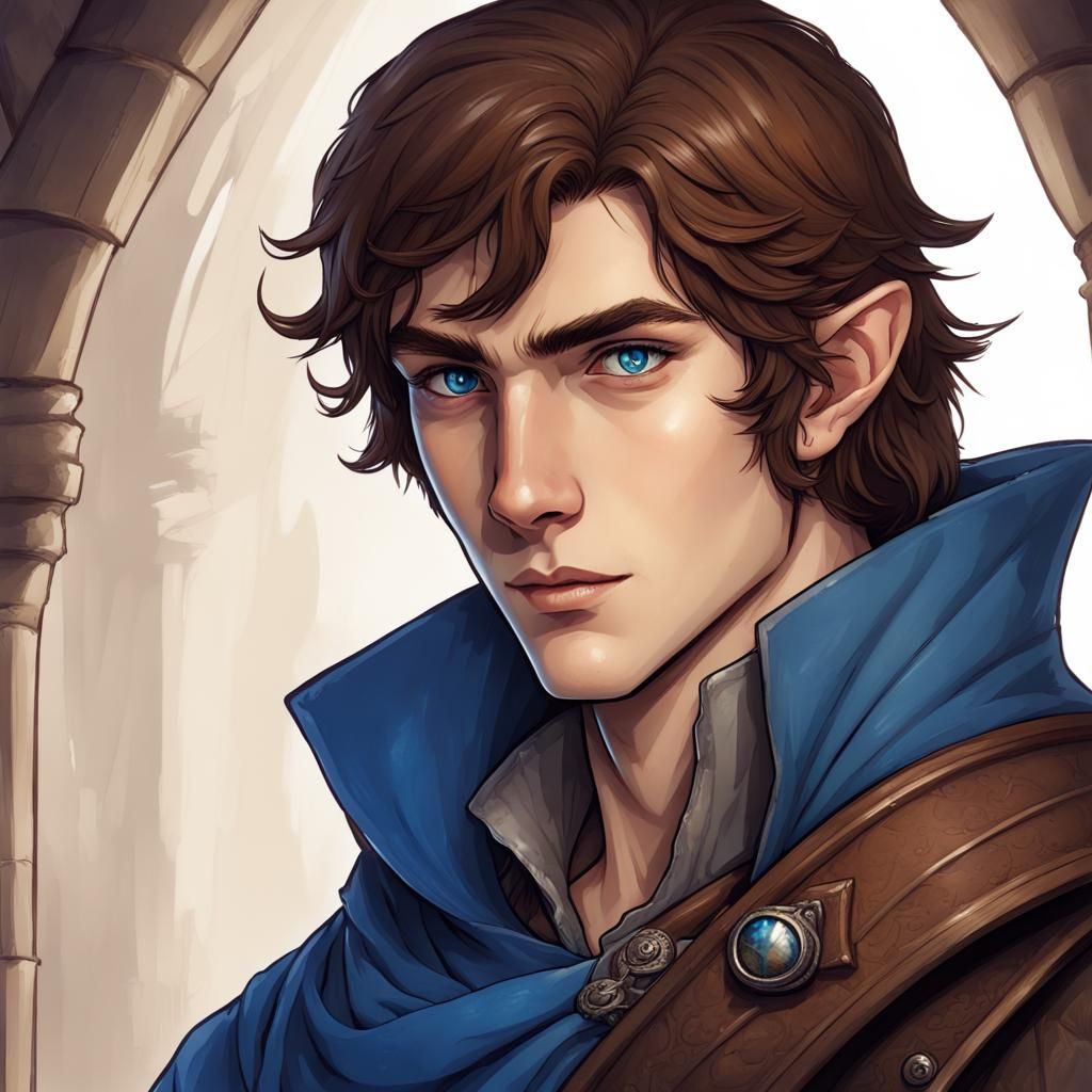 Charismatic Half-Elf Sorcerer in Dark Fantasy Style