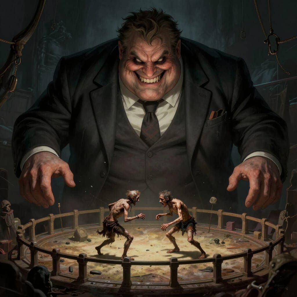 Greedy Giant Enjoys Poor Creatures Fighting in Dark Fantasy ...