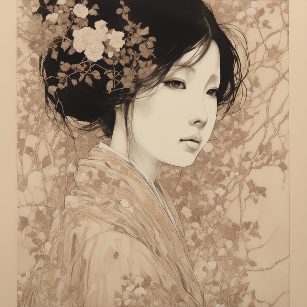 Elegant Portrait in Sepia Tones with Cream Hues