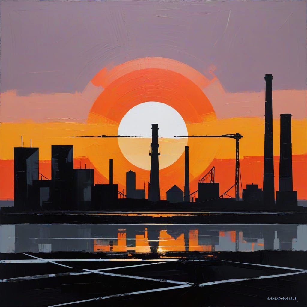 Surreal Monochromatic Landscape with Geometric Forms