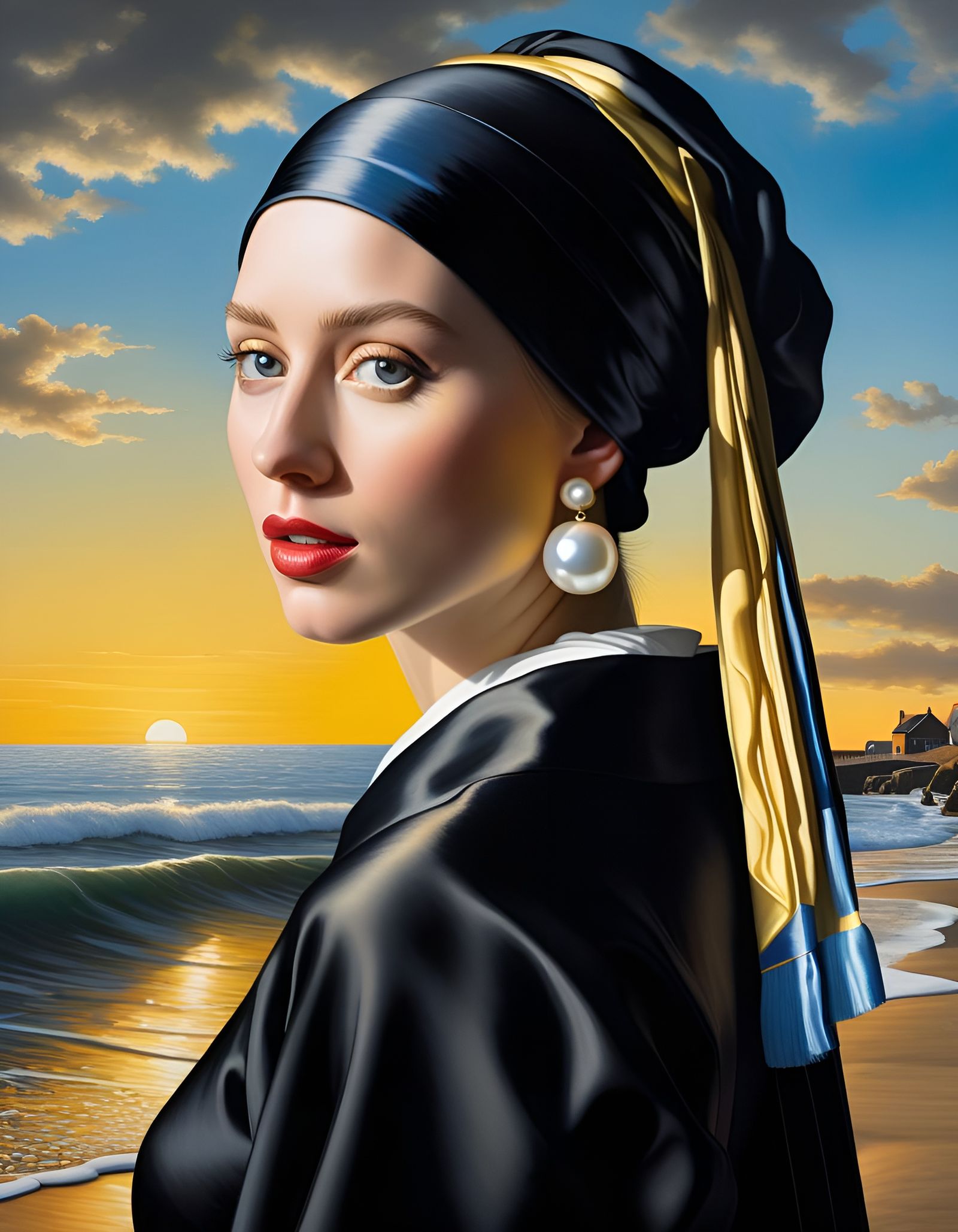 Girl in Black Dress Inspired by Vermeer