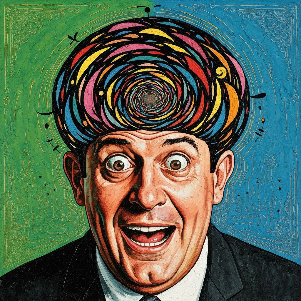 Surreal Portrait of Moe Howard in Impasto Style