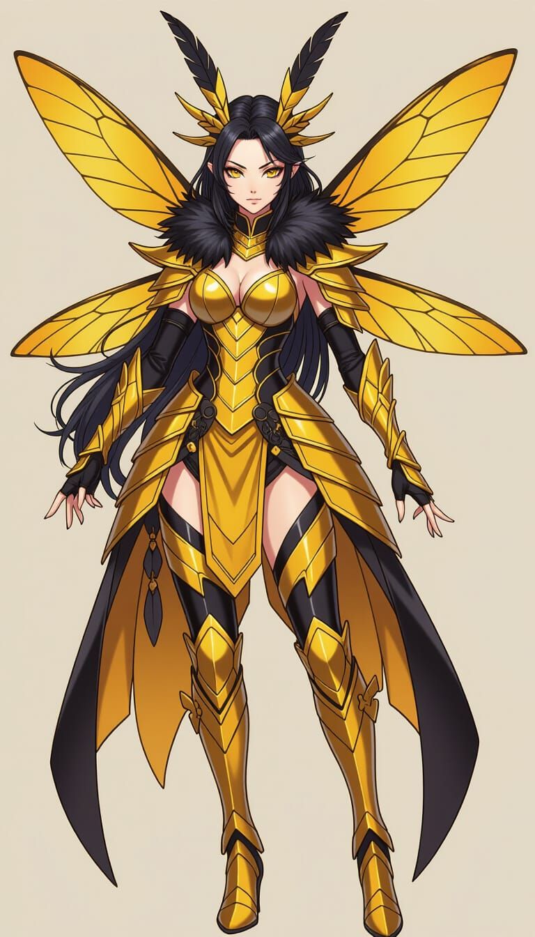 Anime Wasp Warrior Pixie with Golden Armor