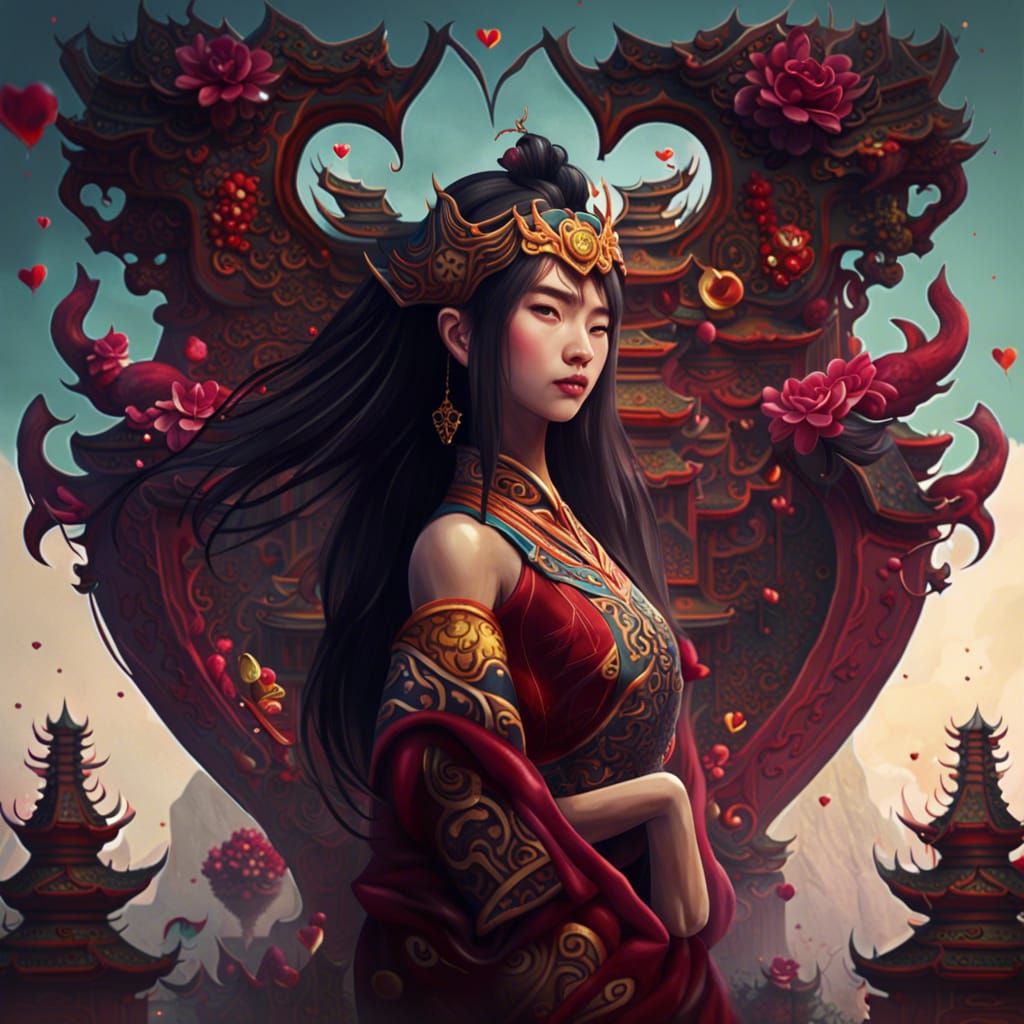 Two Thai-Chinese Girls Forming Heart