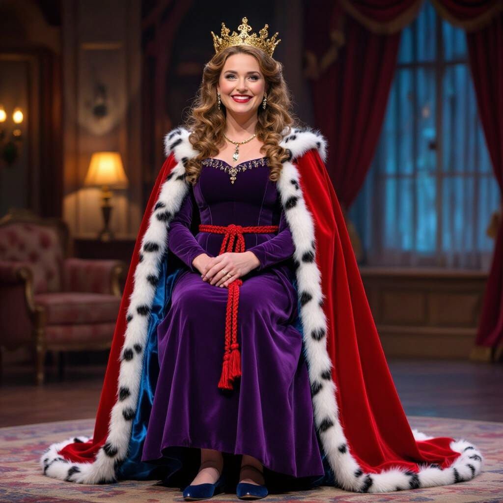 Miss Honey in Regal Attire on Chat Show Set