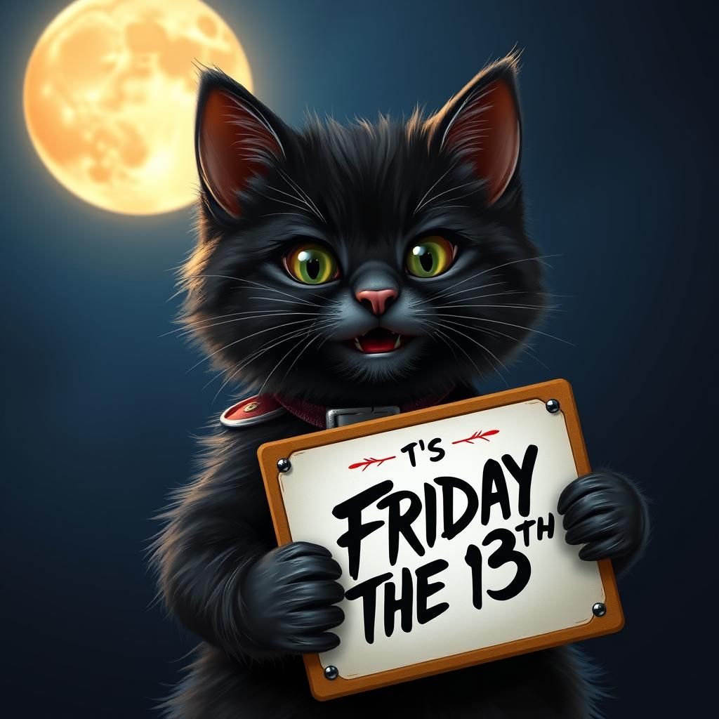 Mischievous Black Cat Celebrates Friday the 13th