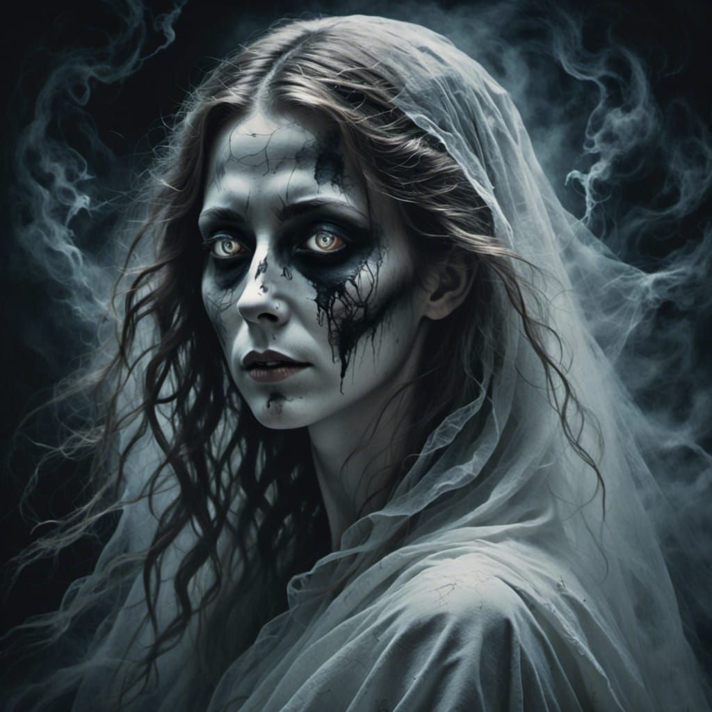 Ethereal Ghost Portrait in Spectral Style