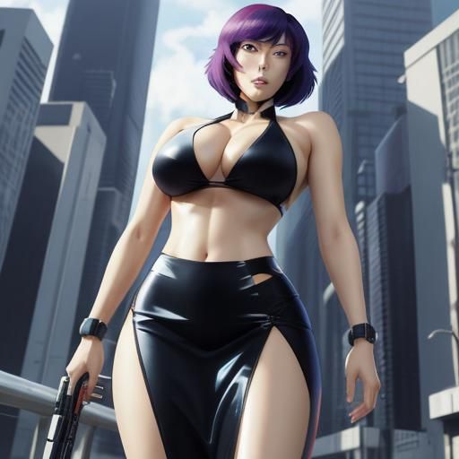 Motoko Kusanagi in Bikini Pencilskirt, Anime Style