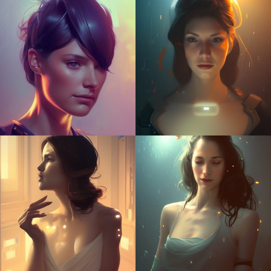 Woman and Machine: Hyperdetailed Portrait in Office