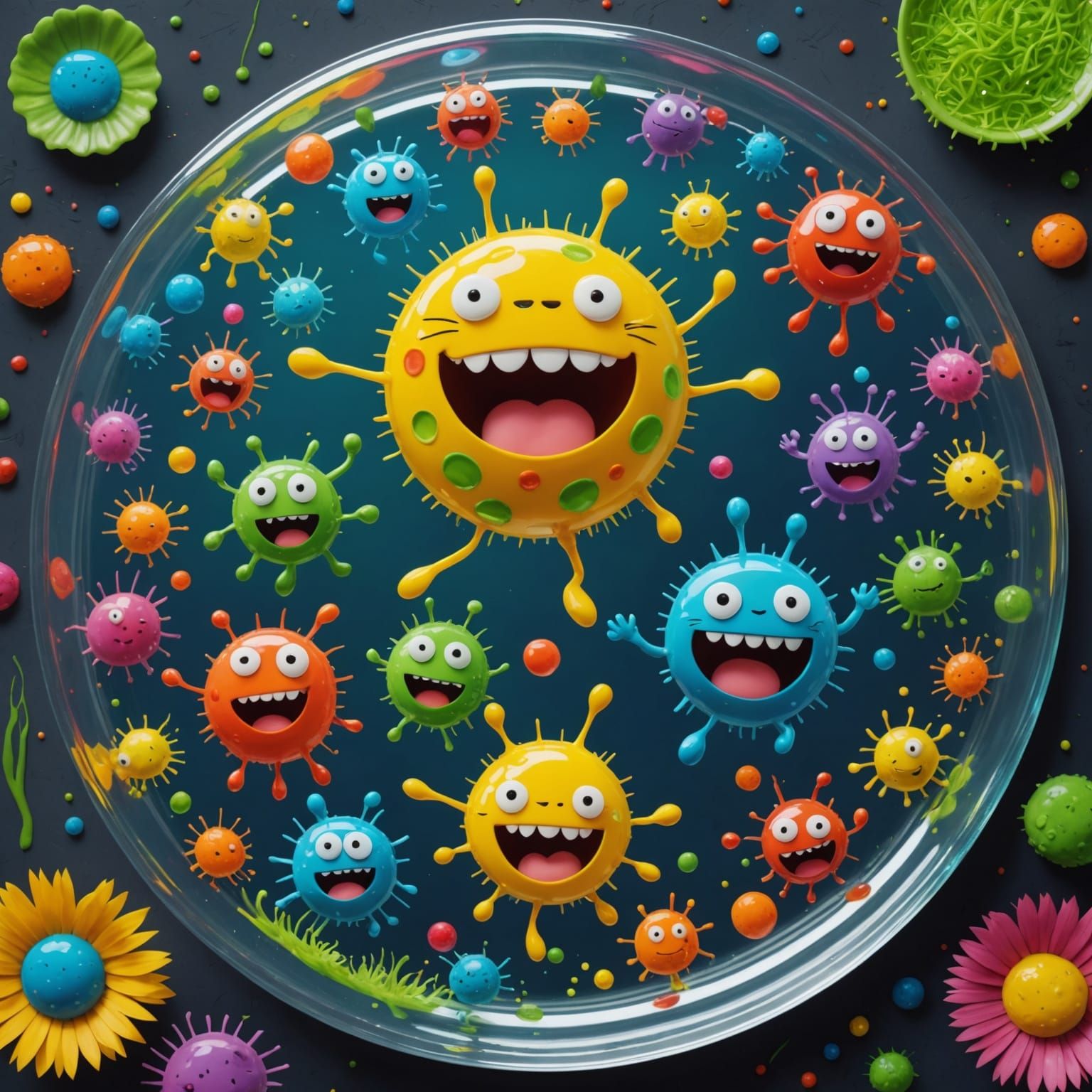 Cheerful Microbes Dancing in Renaissance Style