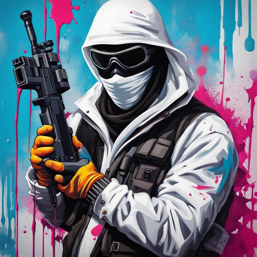 Bandit with Sniper Rifle in Graffiti Art Style
