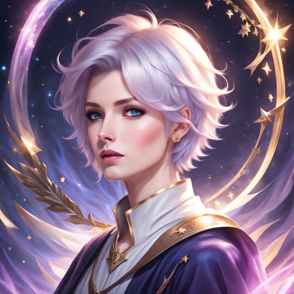 Short-Haired Feminine Boy as a Wizard