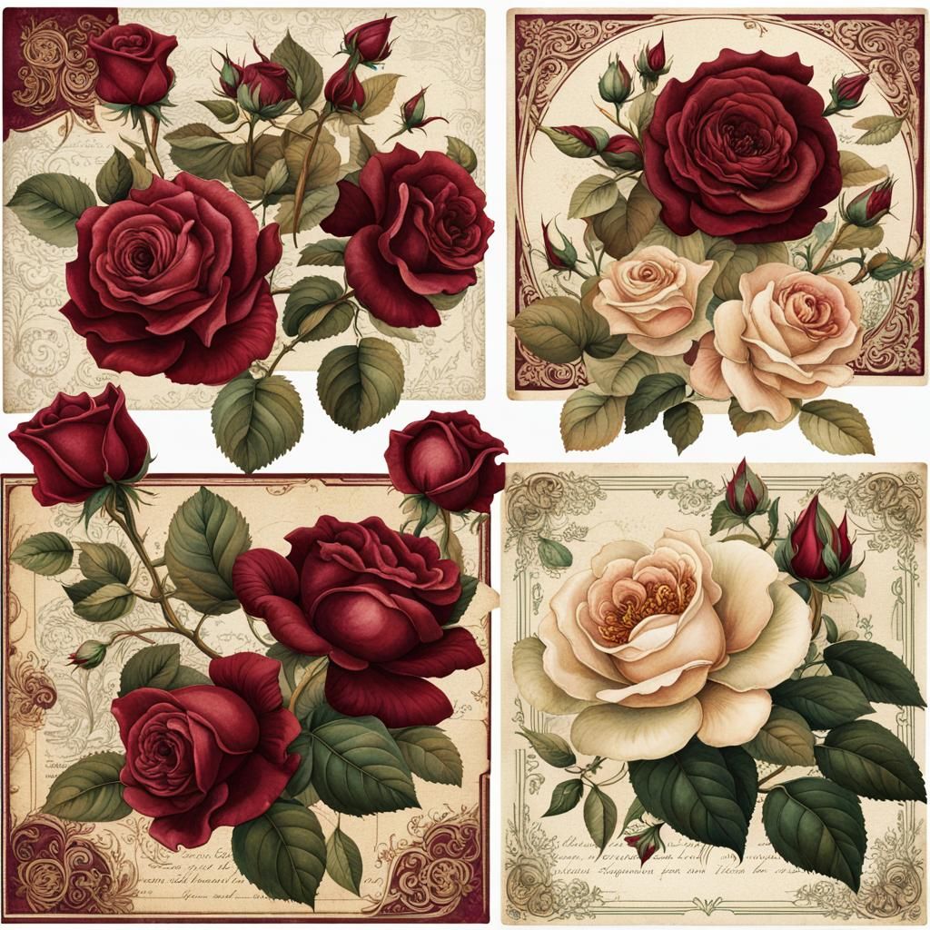 Floral Ephemera in Gothic Watercolor Style