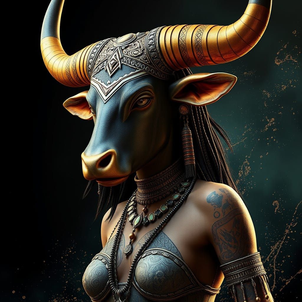 Nubian Goddess Hathor in Vibrant Fantasy Art