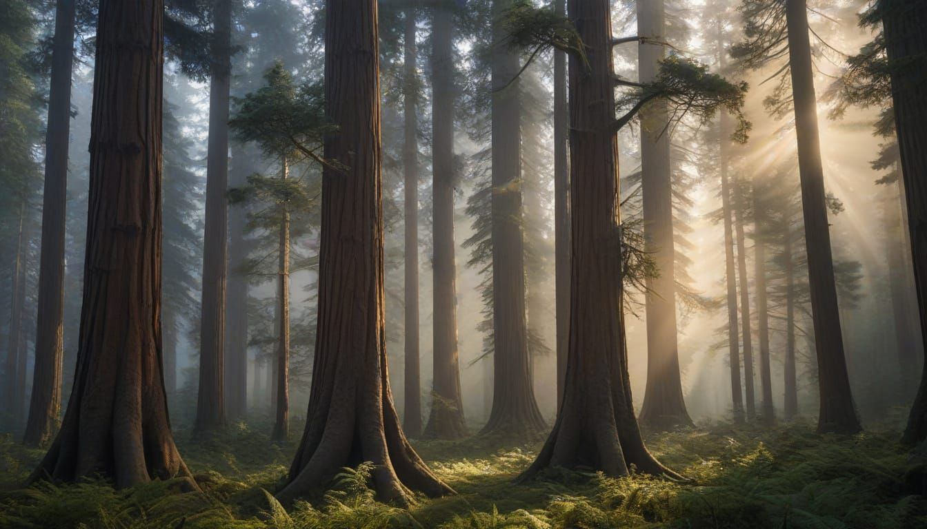 Mystical Sequoia Forest at Dusk