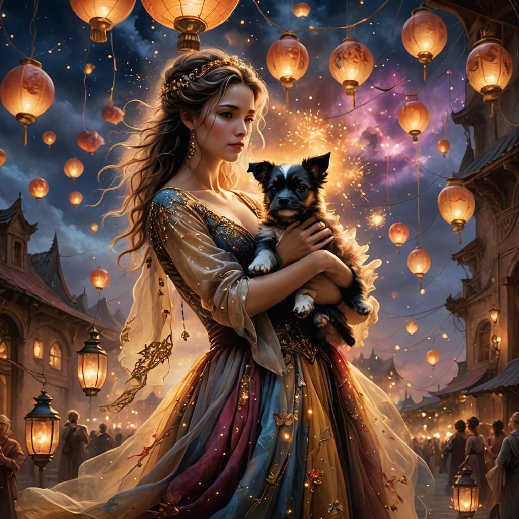 Twilight Lantern Festival: A Digital Painting