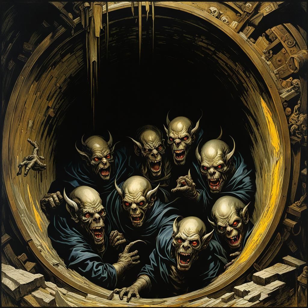 Macabre Sewer Boogeymen: Chiaroscuro Horror Painting