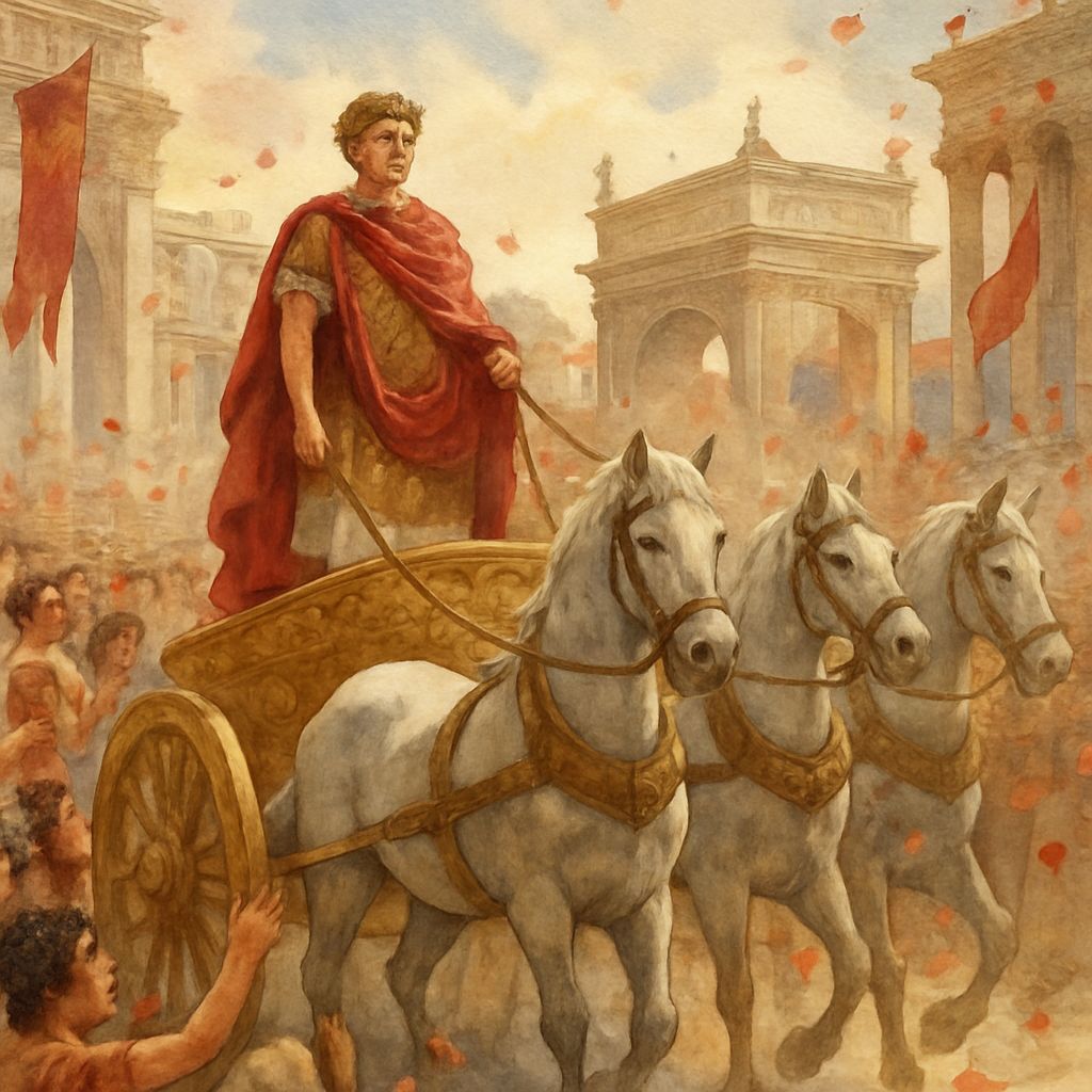 Pompey's Triumph: A Watercolor Painting of Ancient Rome