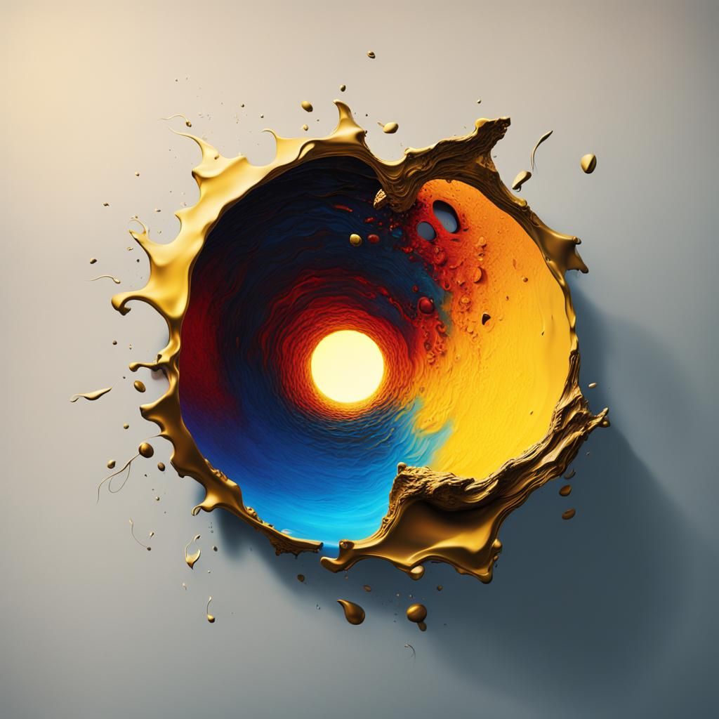 Mysterious Hole: Surreal Abstract in Oil on Canvas