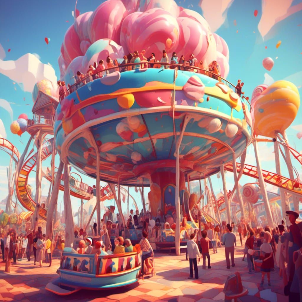 Cartoon Roller Coaster Ride in Low-Poly 3D Style