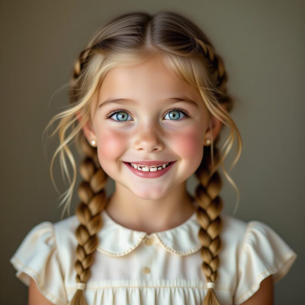 Vintage Girl Portrait in Hyperrealistic Style