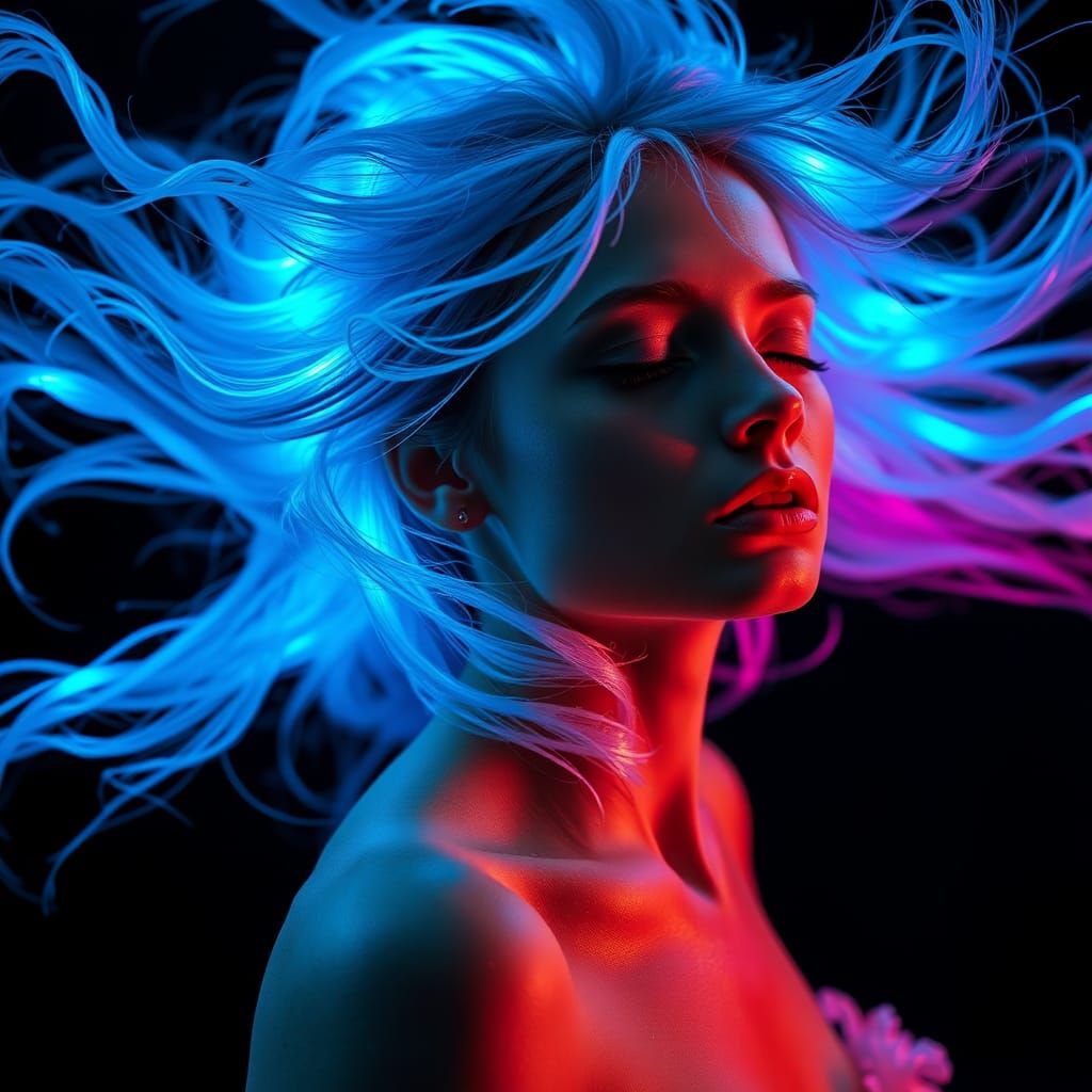Neon Dance: Electric Beauty in the Dark