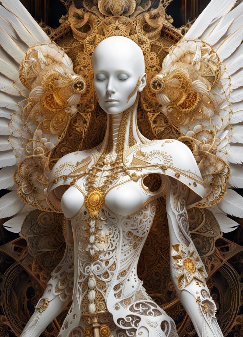 Fractal Angel Portrait in Detailed Fantasycore Style