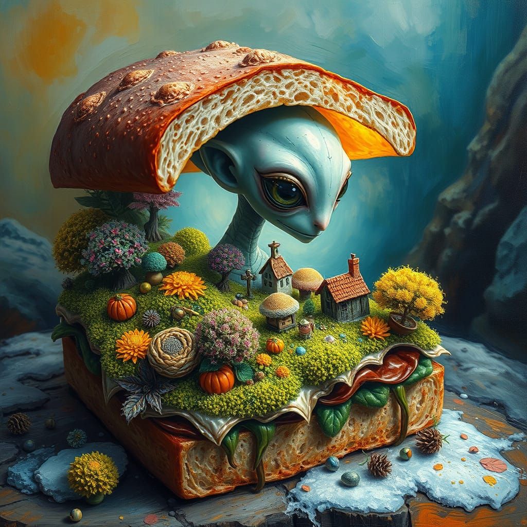 Magical Sandwich Worlds in Neo-Impressionist Style