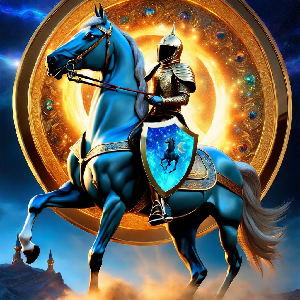 Horse and Rider with Jeweled Shield