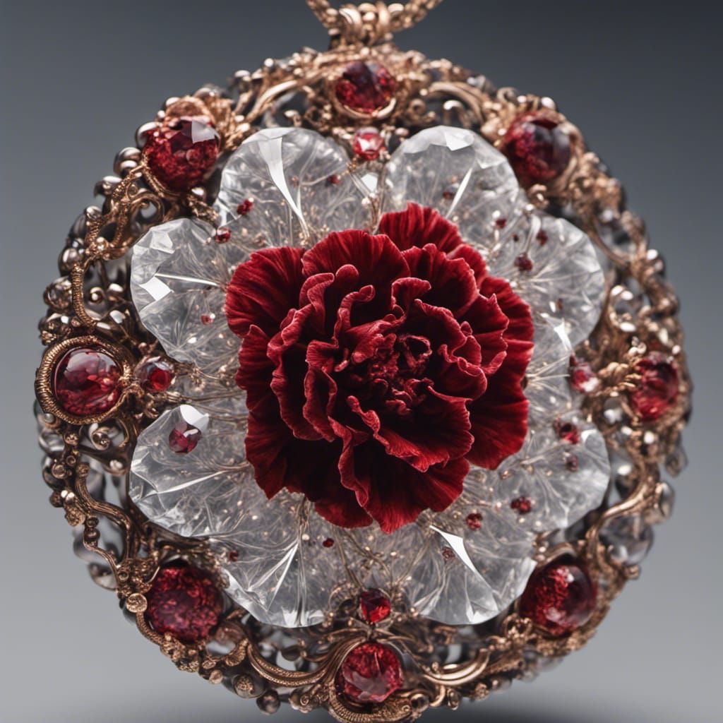 Galactic Carnation Pendant in Red Velvet Style