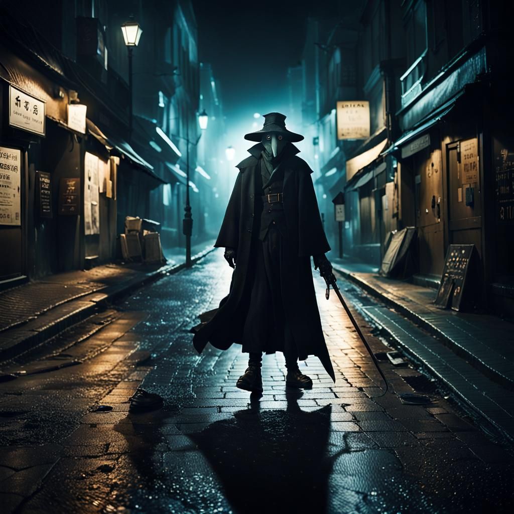 Dramatic Plague Doctor Portrait in Anime Style