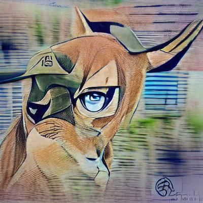 Anime Style Caracal Digital Illustration