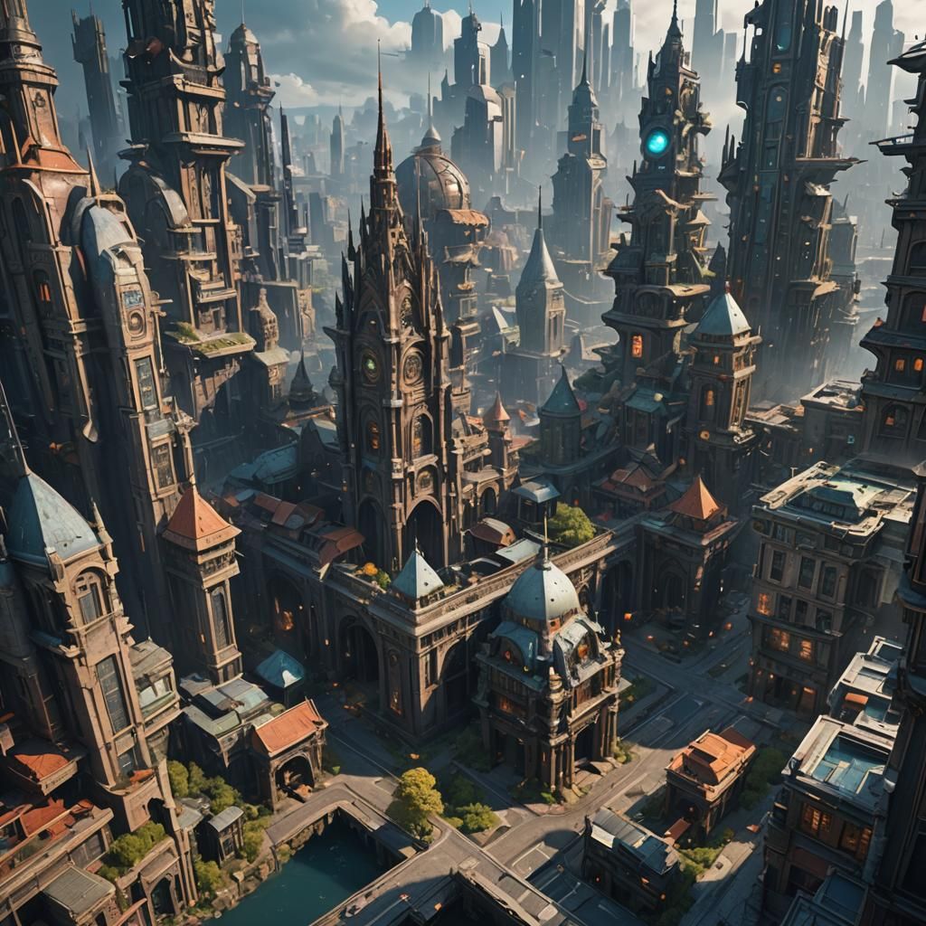 Futuristic Cityscape in Detailed Matte Painting