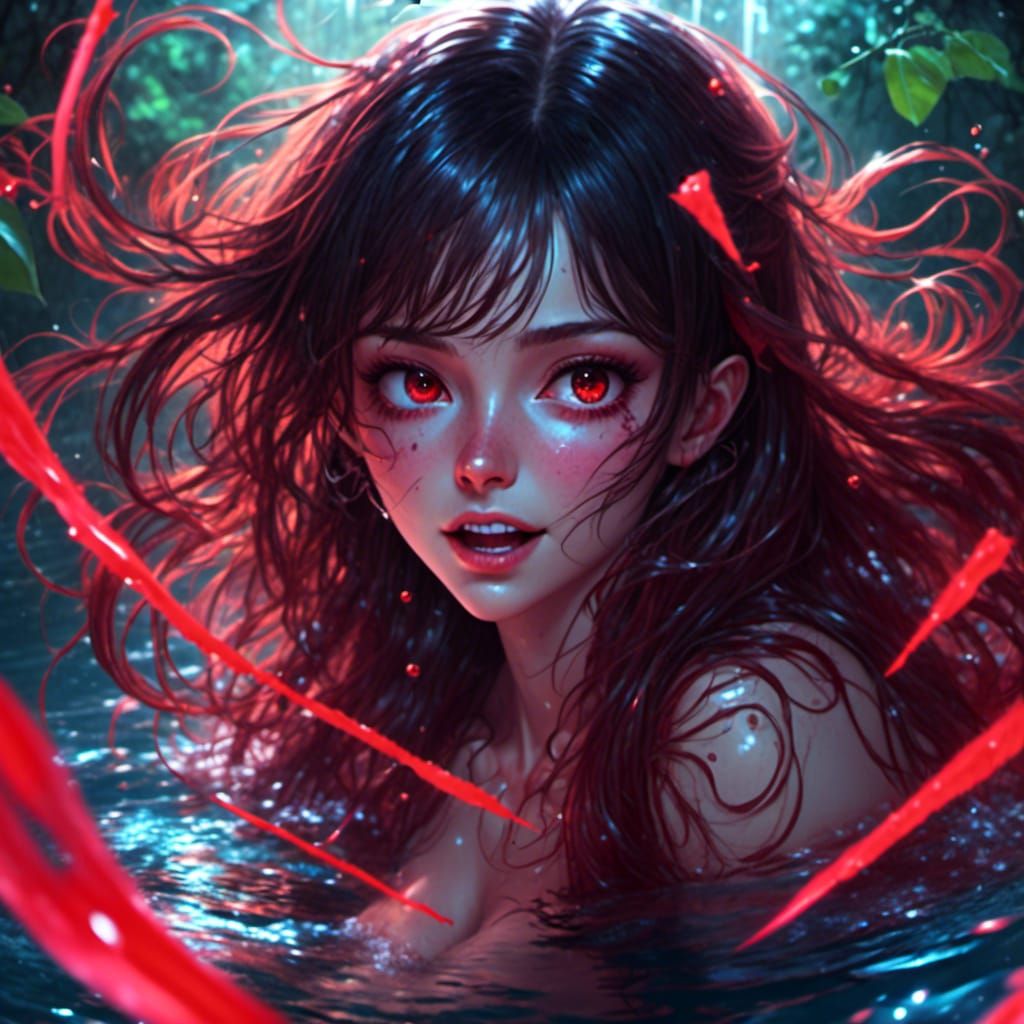 Hourglass Vampiress in Red Ink Garden Pool