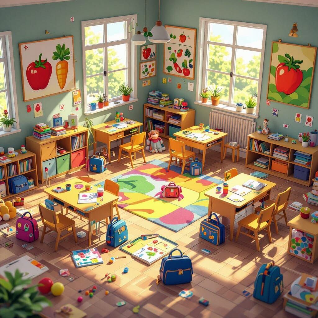 Hidden Object Scene in Vibrant Kindergarten Classroom