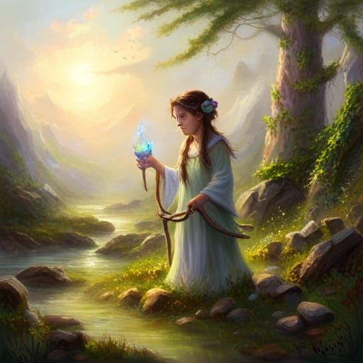 Halfling Druid in Ethereal Fantasy Style