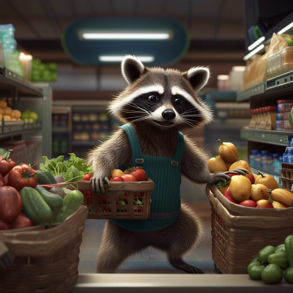 Raccoon's Supermarket Heist: Fantasy Concept Art
