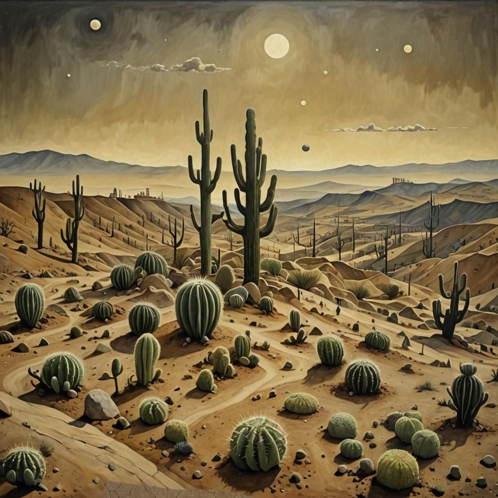 Surreal Desert Creatures in Oil Painting Style