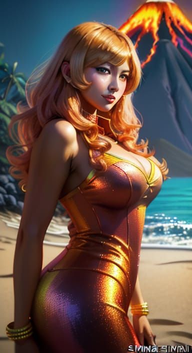 Inferno Gyaru Portrait in Art Deco Style