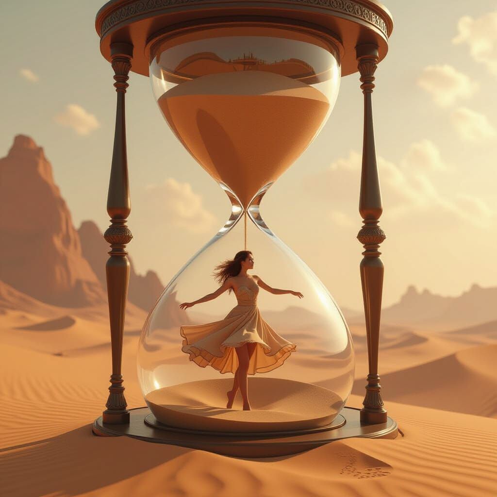 Hourglass Tornado Dance: Surreal Digital Art