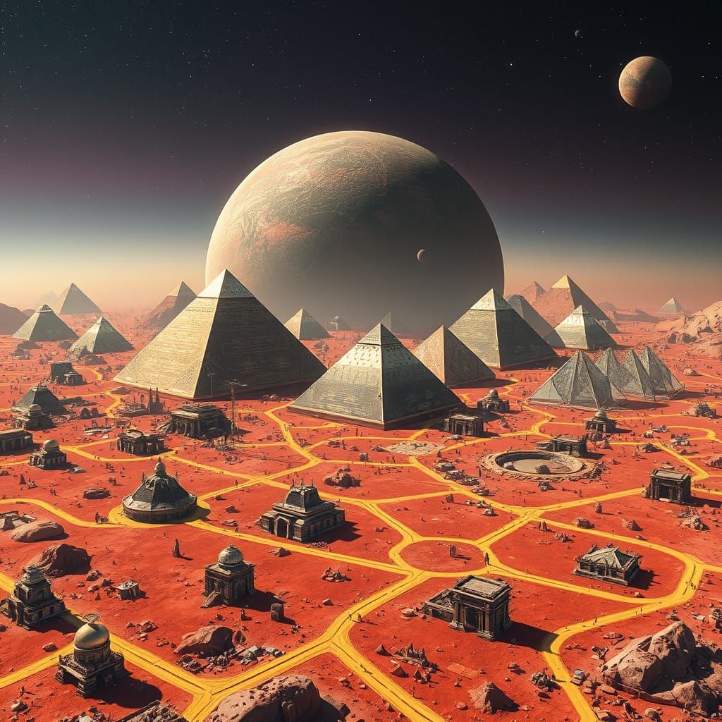 Galactic Pyramids on a Distant Red Planet